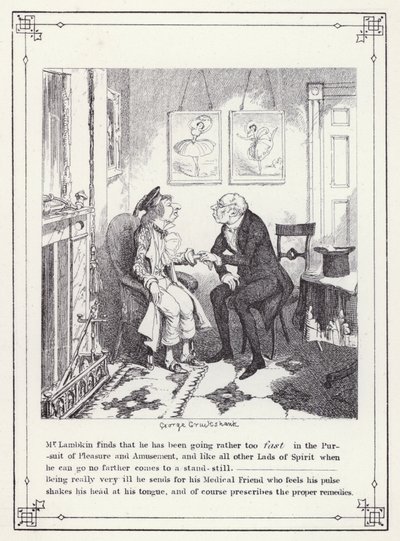Illustration für The Bachelor’s Own Book, oder Der Fortschritt von Mr. Lambkin (Gent) (Gravur) von George Cruikshank