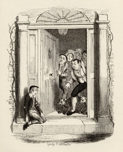 Oliver Twist an Mrs. Maylies Tür, aus 