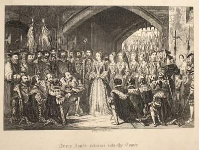 Königin Janes Eintritt in den Tower, aus Der Tower von London, veröffentlicht 1840 von George Cruikshank