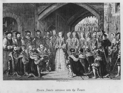 Königin Janes Eintritt in den Tower (Stich) von George Cruikshank