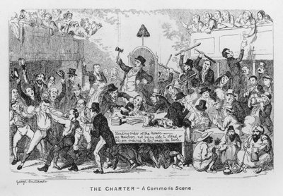 Die Charta, Eine Szene im Unterhaus von George Cruikshank