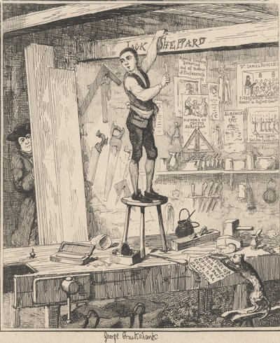 Der Name auf den Balken von George Cruikshank