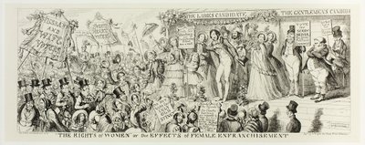 "Die Rechte der Frauen" oder die Auswirkungen der weiblichen Wahlberechtigung aus George Cruikshanks Stahlradierungen zu The Comic Almanacks: 1835-1853 von George Cruikshank