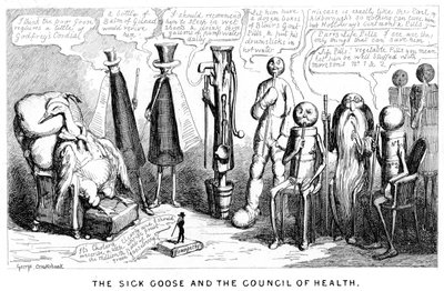 Die kranke Gans und der Gesundheitsrat, 19. Jahrhundert von George Cruikshank
