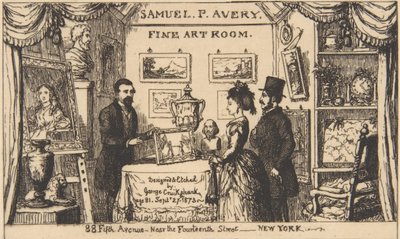 Handelskarte für Samuel P. Avery--Kunstzimmer von George Cruikshank