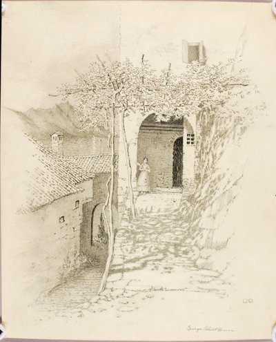 Ohne Titel (Übertragungszeichnung für Dorfstraße, Luganersee, Italien [Nr. 1]) von George Elbert Burr