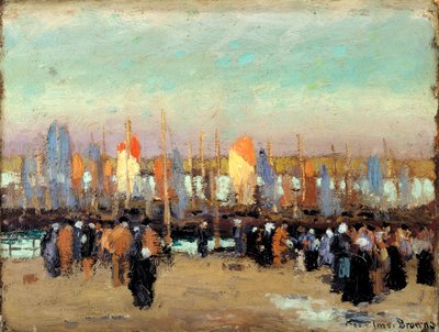 Hafenszene mit Fischerbooten von George Elmer Browne