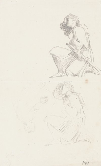 Studien eines knienden Ritters (Graphit) von George Frederick Watts