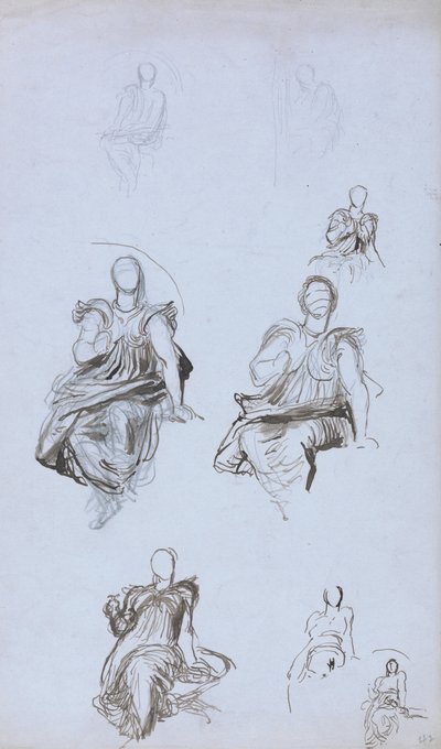 Studien einer sitzenden Figur mit einem Buch von George Frederick Watts