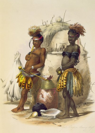 Dabiyaki und Upapazi, Zulu-Jungen in Tanzkleidung, Tafel 17 aus 