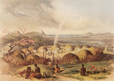 Typisches Kraal in der Nähe des Umlazi-Flusses in Natal von George French Angas