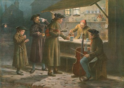 Die Weihnachtswarten erfrischen sich an einem Nachtstand von George Goodwin Kilburne