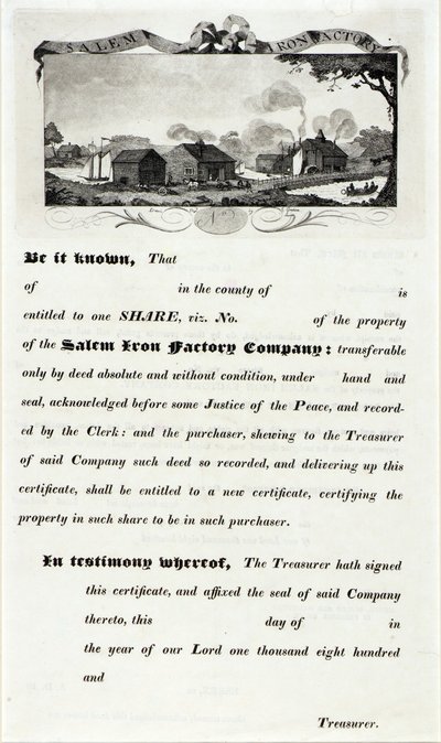Aktie: Salem Eisenfabrik von George Graham