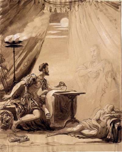 Szene aus Shakespeares "Julius Caesar": Der Geist von Caesar erscheint Brutus, um 1871 von George Hayter