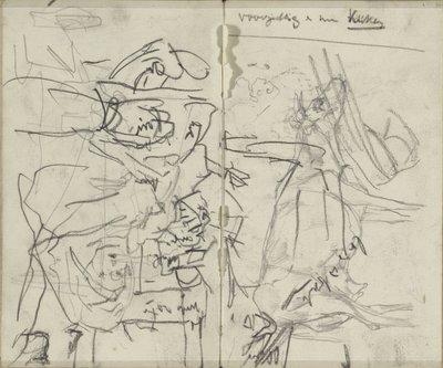 Studienblatt mit Figuren und einer Kuh von George Hendrik Breitner