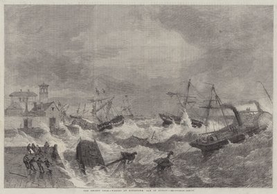 Der jüngste Sturm, Schiffswracks in Kingstown, Bucht von Dublin von George Henry Andrews