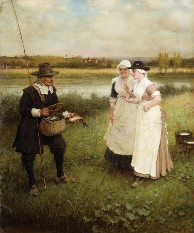 Isaac Walton und die Milchmädchen, 1888 von George Henry Boughton