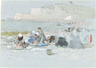 Waschfrauen am Strand von Etretat von George Henry Boughton