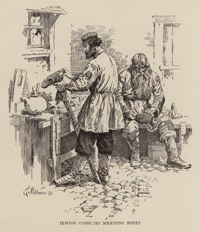 Jüdische Schuster reparieren Stiefel von George Hutchinson