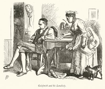 Oliver Goldsmith und seine Vermieterin von George John Pinwell