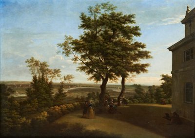 Westcombe House, Blick von der Terrasse, mit London in der Ferne von George Lambert