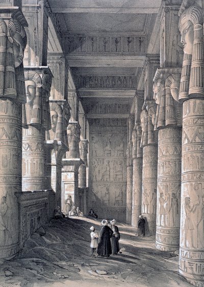 Innenraum des Großen Tempels, Denderah, Ägypten, 1843 von George Moore