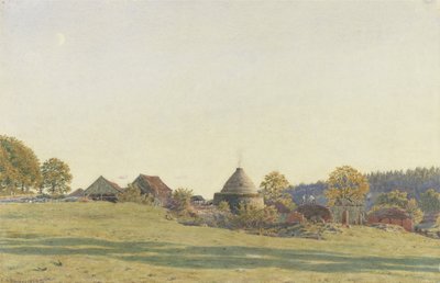 Ziegelwerk in Pitland Street, Surrey (Schwarzblei, Aquarell und Körperfarbe auf Papier) von George Price Boyce