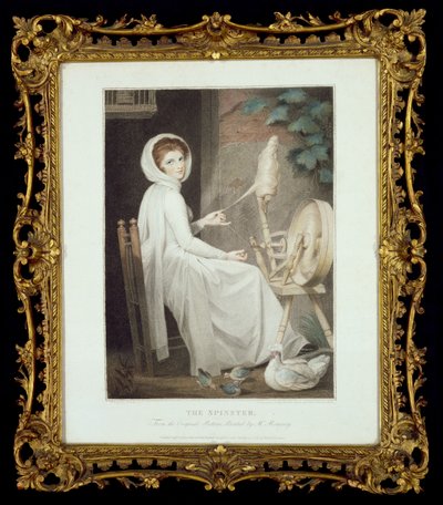 Die Spinnerin (Stich von Thomas Cheesman, nach G. Romney, herausgegeben von John und Josiah Boydell 1789) von George Romney