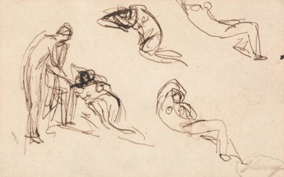 Stehende Figur und vier liegende Figuren von George Romney