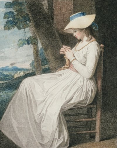 Die Näherin, graviert von Thomas Cheesman (1760-ca. 1834), veröffentlicht von John und Josiah Boydell, 1787 von George Romney
