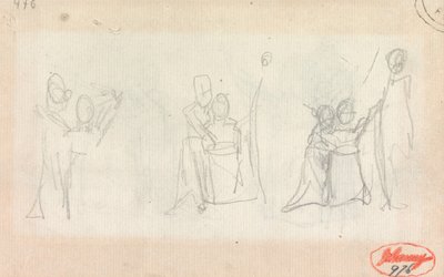Drei Studien für ein Porträt einer Frau mit zwei Kindern von George Romney