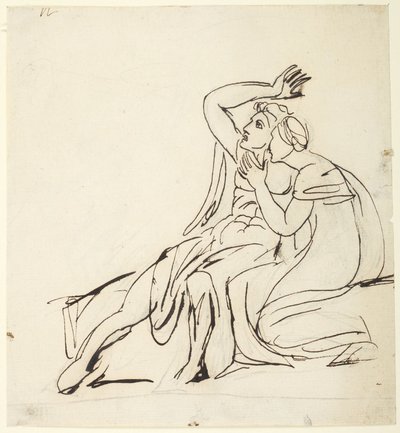 Zwei sitzende Figuren; (Rückseite: Drei Figurenstudien) von George Romney