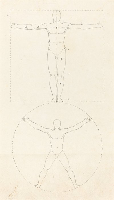 Kreis und Quadrat der menschlichen Figur von George Scharf after John Flaxman