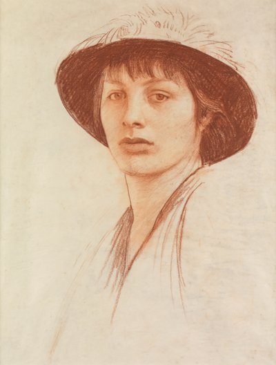 Frau mit einem Federhut von George Spencer Watson