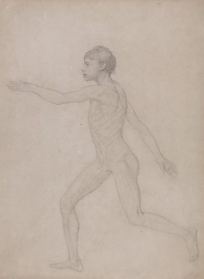 Vergleichende anatomische Darstellung der Struktur des menschlichen Körpers mit der eines Tigers und eines gewöhnlichen Huhns: Menschliche Figur, Seitenansicht (Vorentwurf) von George Stubbs