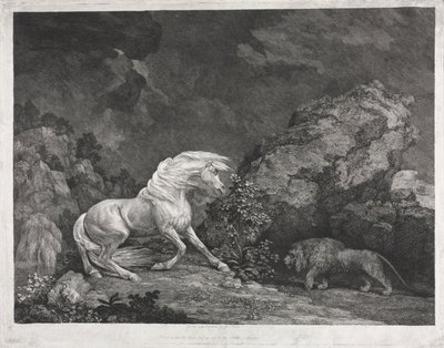 Ein von einem Löwen erschrecktes Pferd von George Stubbs
