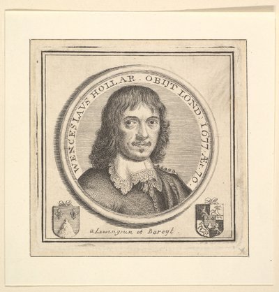 Büste von Hollar in einem runden Rahmen, veröffentlicht in Vertues, Beschreibung der Werke von..., 1745 von George Vertue
