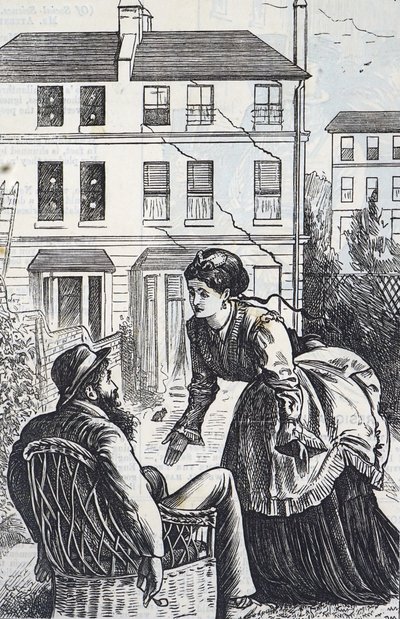 Karikatur über die schnelle städtische Expansion und den Pfusch am Bau von George du Maurier
