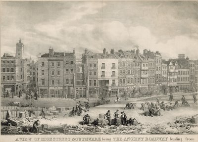 Eine Ansicht der High Street, Southwark, London, die alte Straße von George the Elder Scharf