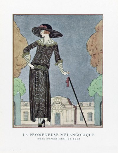La Promeneuse Mélancolique, veröffentlicht 1922 von Georges Barbier