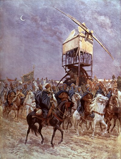 Marokkanische Soldaten in der französischen Kolonialarmee im Kampf in Flandern von Georges Bertin Scott