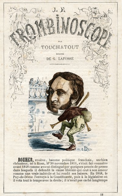 Eugene Rouher - Illustration aus "Le Trombinoscope", einem satirischen politischen Periodikum von Leon-Charles Bienvenu, bekannt als Touchatout von Georges Lafosse