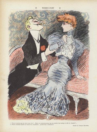 Modernes Flirten. Illustration für Le Rire von Georges Meunier