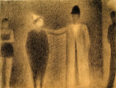Clown und drei Figuren (Studie) von Georges Seurat