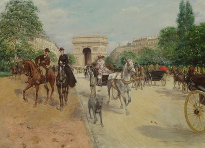 Reiter und Kutschen auf der Avenue du Bois, 1910 von Georges Stein