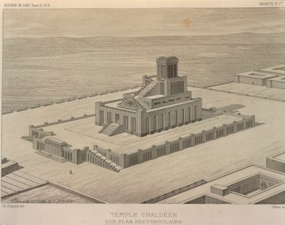 Rekonstruktion eines chaldäischen Tempels (Gravur) von Georges and Chipiez Charles Perrot