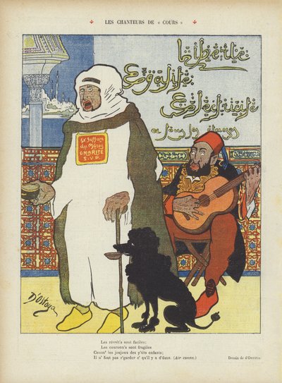 Satire, die den abgesetzten marokkanischen Sultan Abdelaziz und den osmanischen Sultan Abdul Hamid II. darstellt von Georges d 1878 1937 Ostoya