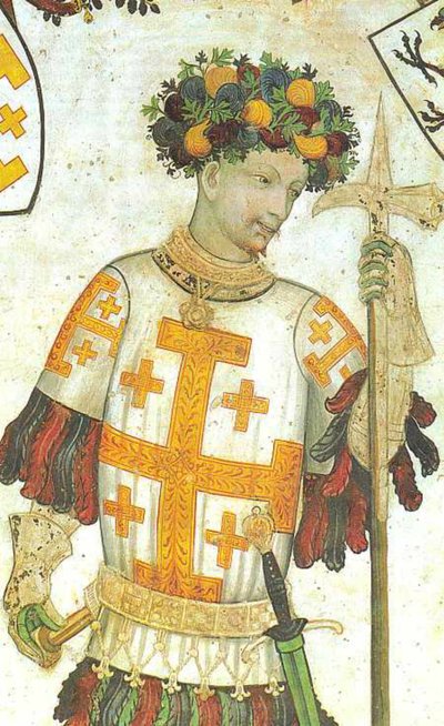 Manfred I. von Saluzzo dargestellt als Gottfried von Bouillon, Fresko von Giacomo Jaquerio, 1420 von Georgia Levan Ramishvili from Tbilisi