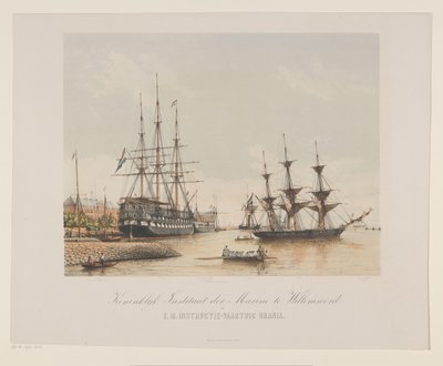 Korvette Z.M. Urania und Linienschiff Z.M. Kortenaert Königliches Marineinstitut in Willemsoord und Z.M. Schulschiff Urania von Gerard Voorduin