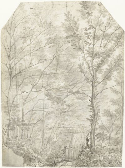 Wald der Villa Madama außerhalb Roms, mit einem Jäger von Gerard ter Borch (I)